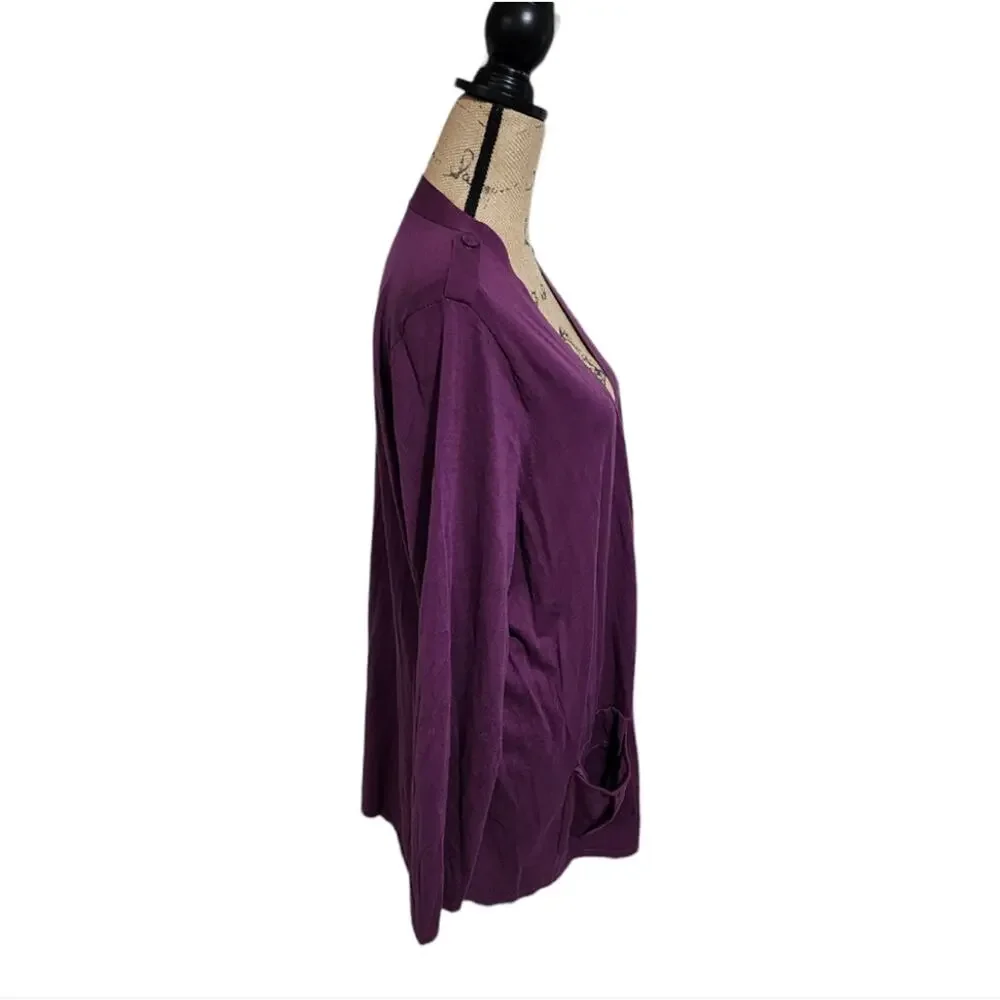 Talbots‎ Purple Lightweight Cardigan Sweater with Epaulets  Plus Size 3X New